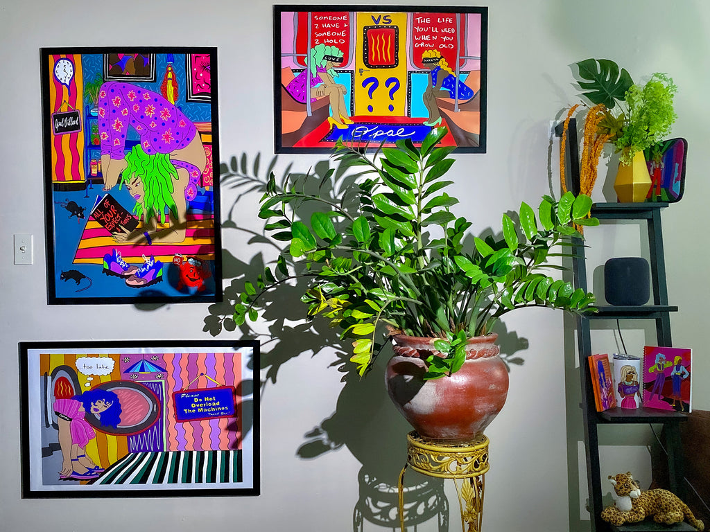 Artbyopal art by opal Dillard living room wall decor paintings plants Opal Dillard home